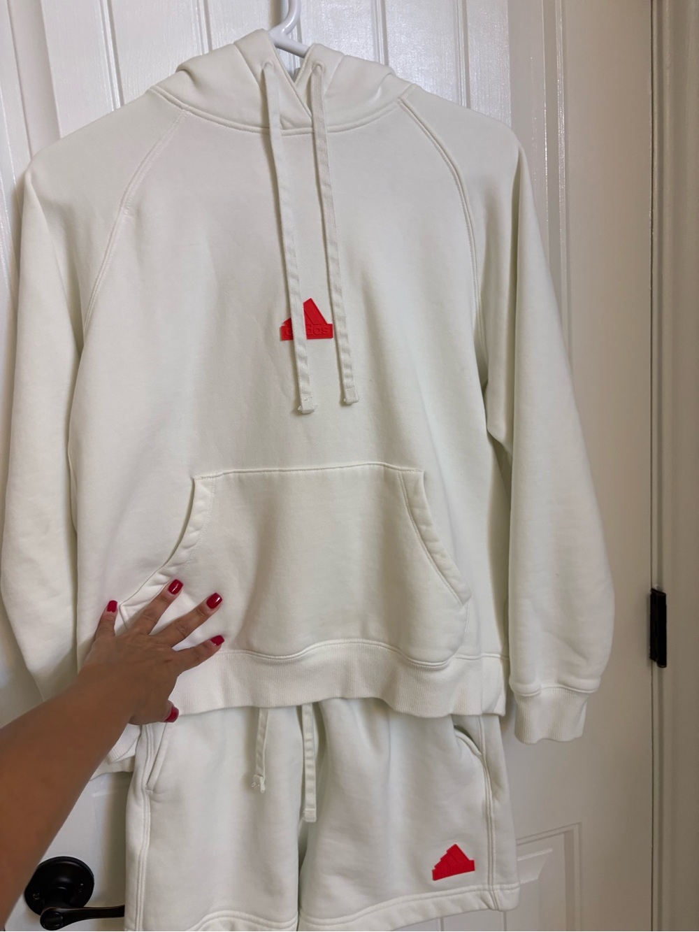 Adidas hoodie and short Set with Red Logo